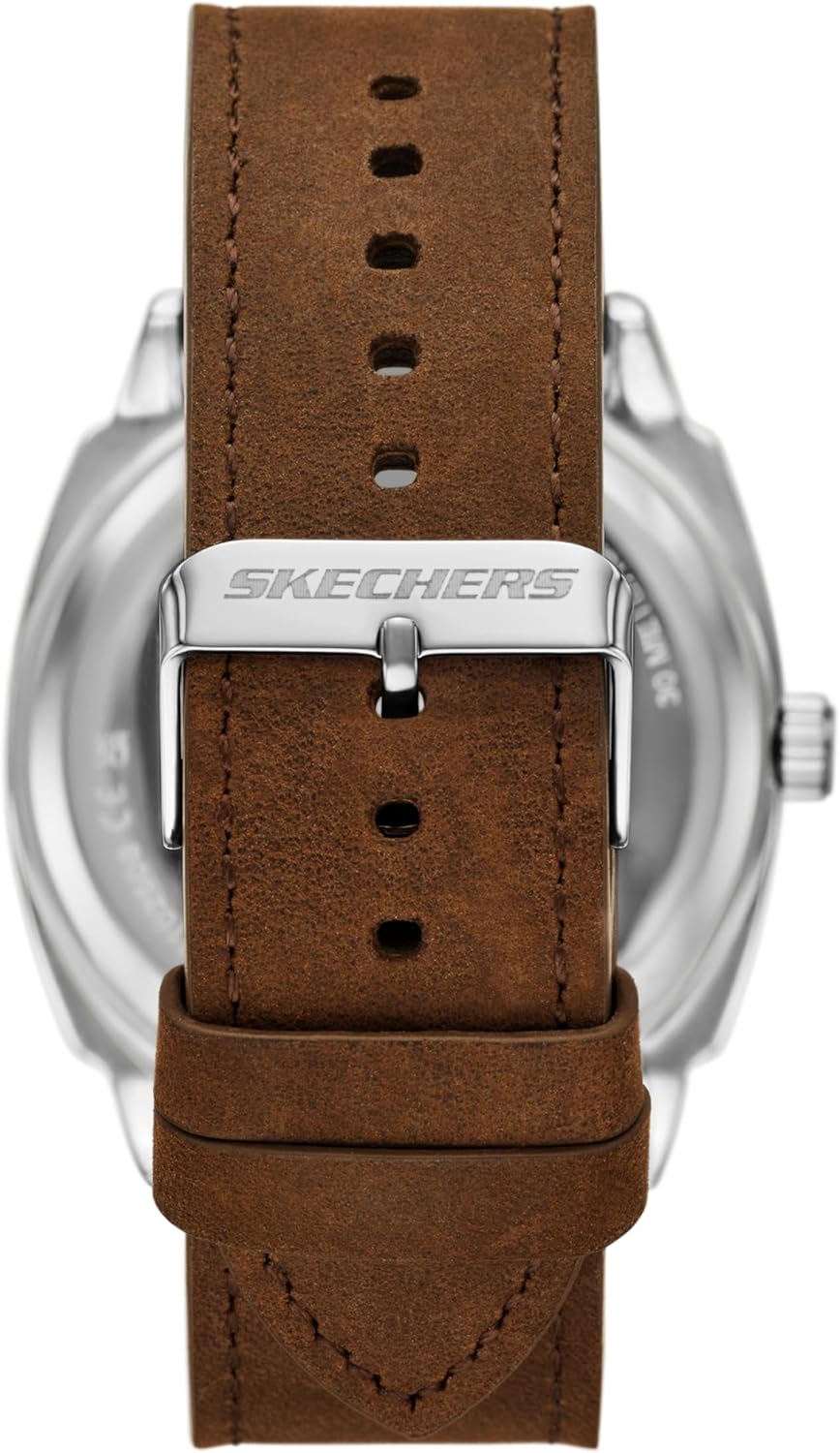 Skechers Men's Hewes Three-Hand Date Brown Leather Watch (Model: SR5273)