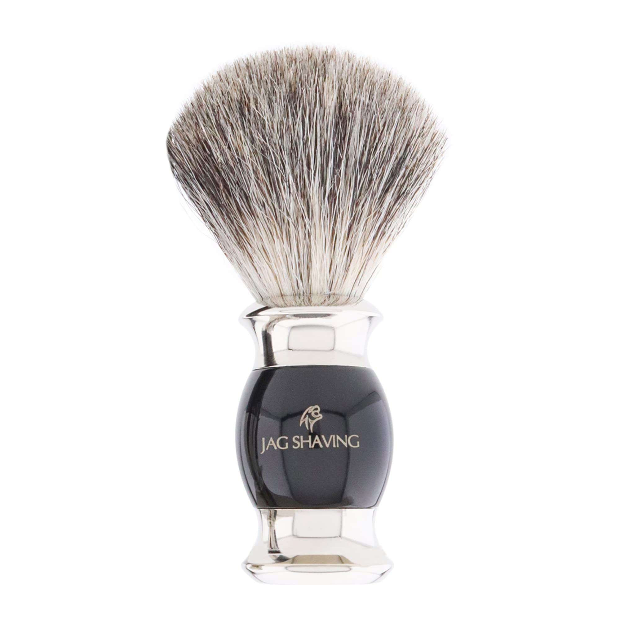 Jag Shaving Zestaw do golenia – 5-częściowy zestaw do golenia – JAG's LEE Range – pędzel do golenia z włosia borsuczego – podwójne ostrza do golenia – miseczka do golenia – stojak na golenie – torba skórzana – czarna