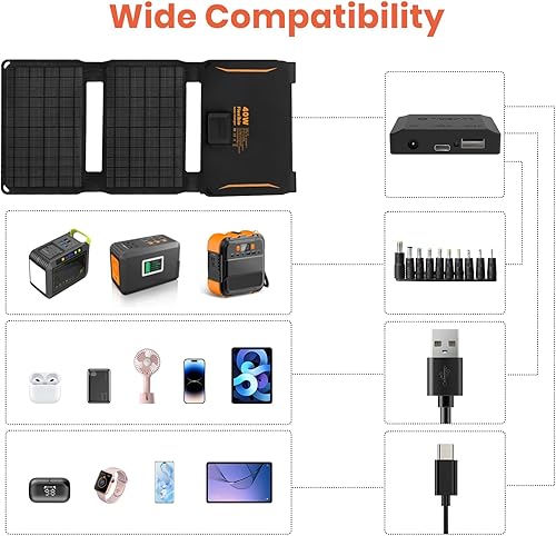 Miniatura 6 de FlexSolar Cargador de panel solar portátil de 40 W con salidas USB-AUSB-CDC para cámaras, teléfonos, tabletas, estaciones de energía - Impermeable