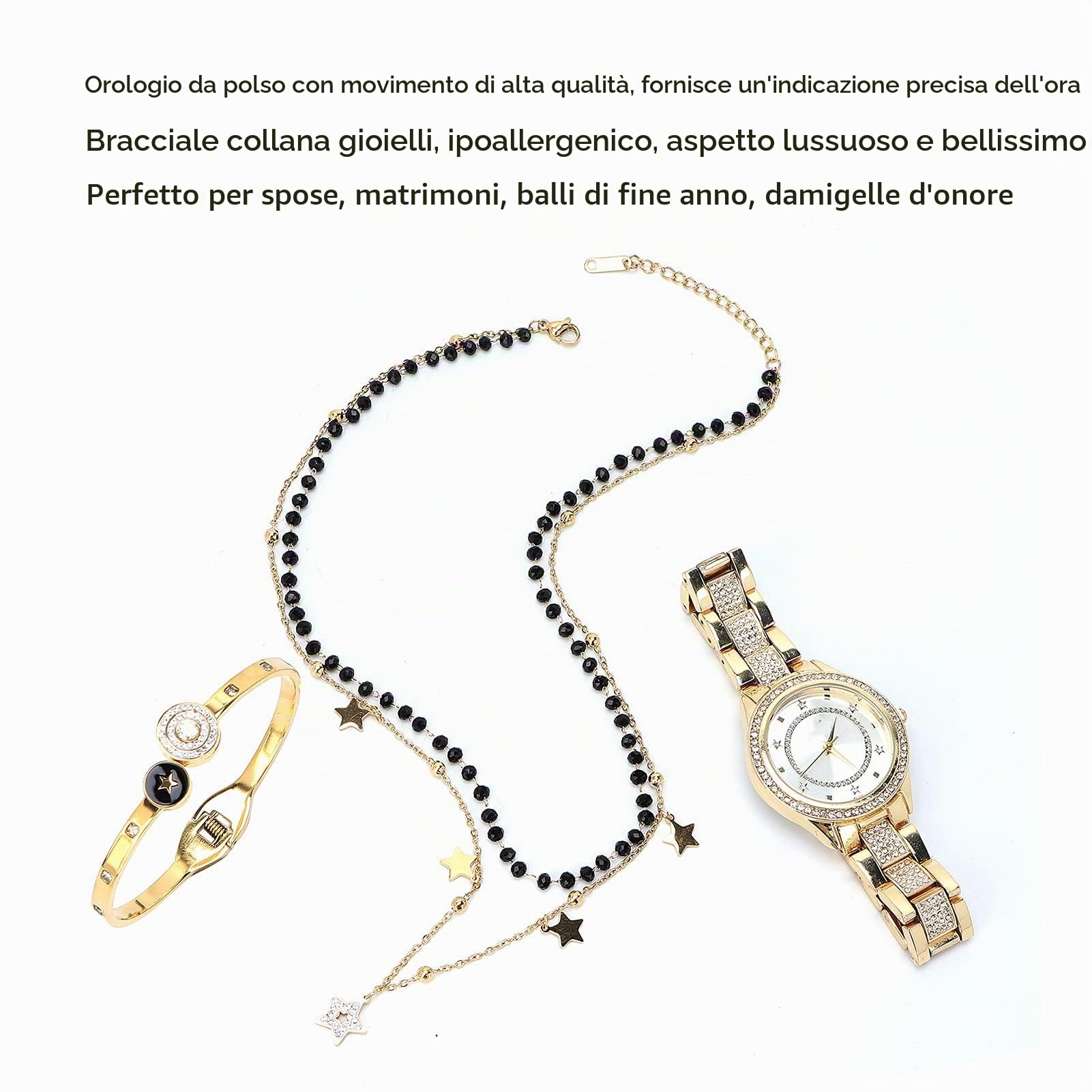 YUYTE Orologio da polso da donna, con cinturino in oro rosa e oro, per donne e ragazze, con strass, al quarzo, per Natale