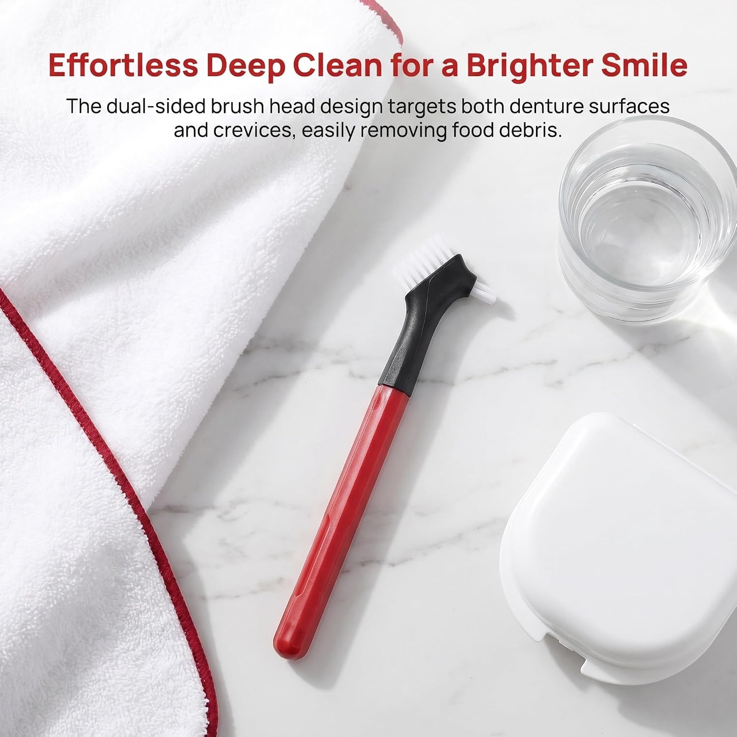 Ipetboom Portable Soft Denture Cleaning Brush | Double-Sided Dental Care Brush for Retainers and Partial Denture | Oral Care Tool for Daily Travel Use