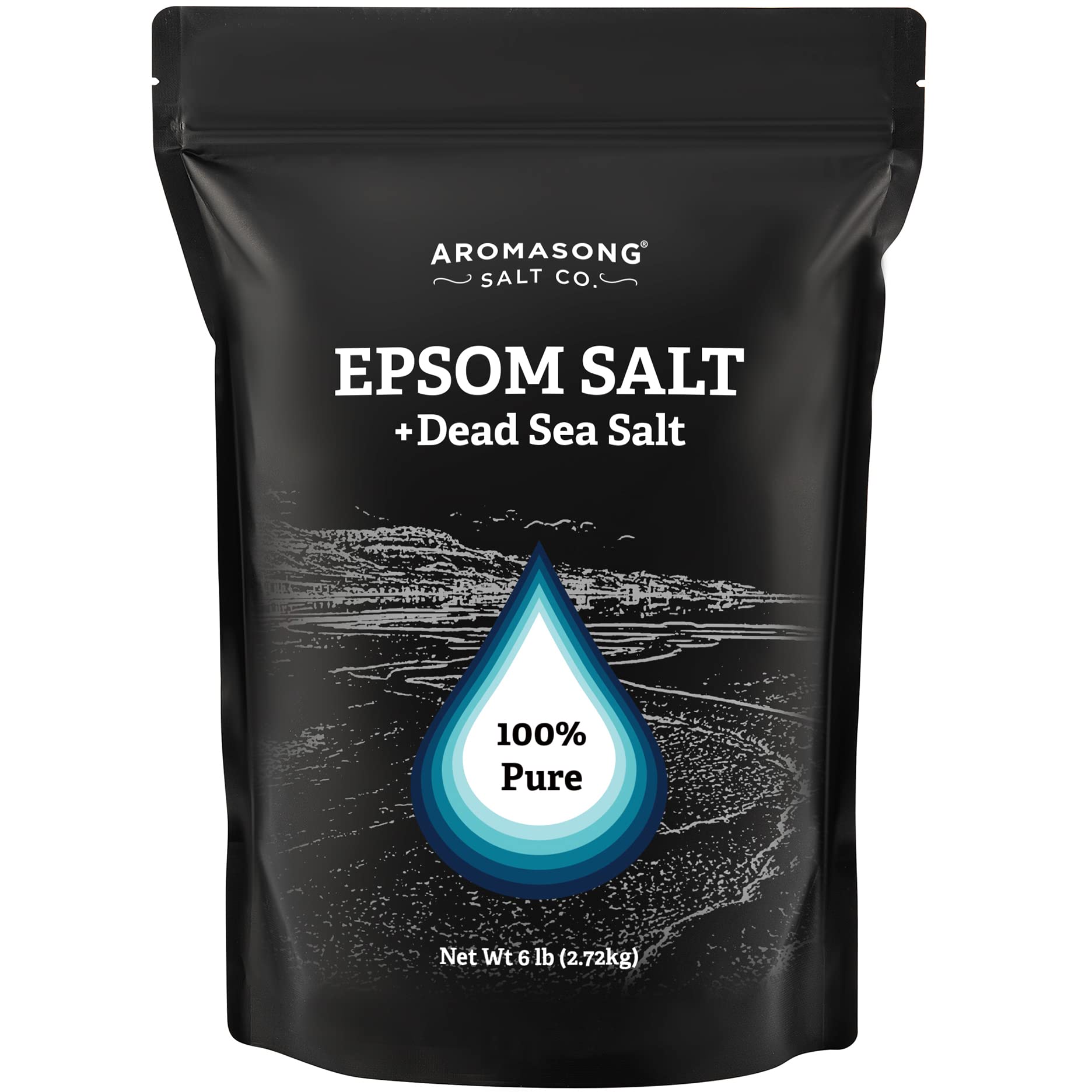 Aromasong Epsom Salt with Dead Sea Salt for Soaking - Bulk 5 Lb - 100% Pure Bath Salt, Foot & Muscle Soak