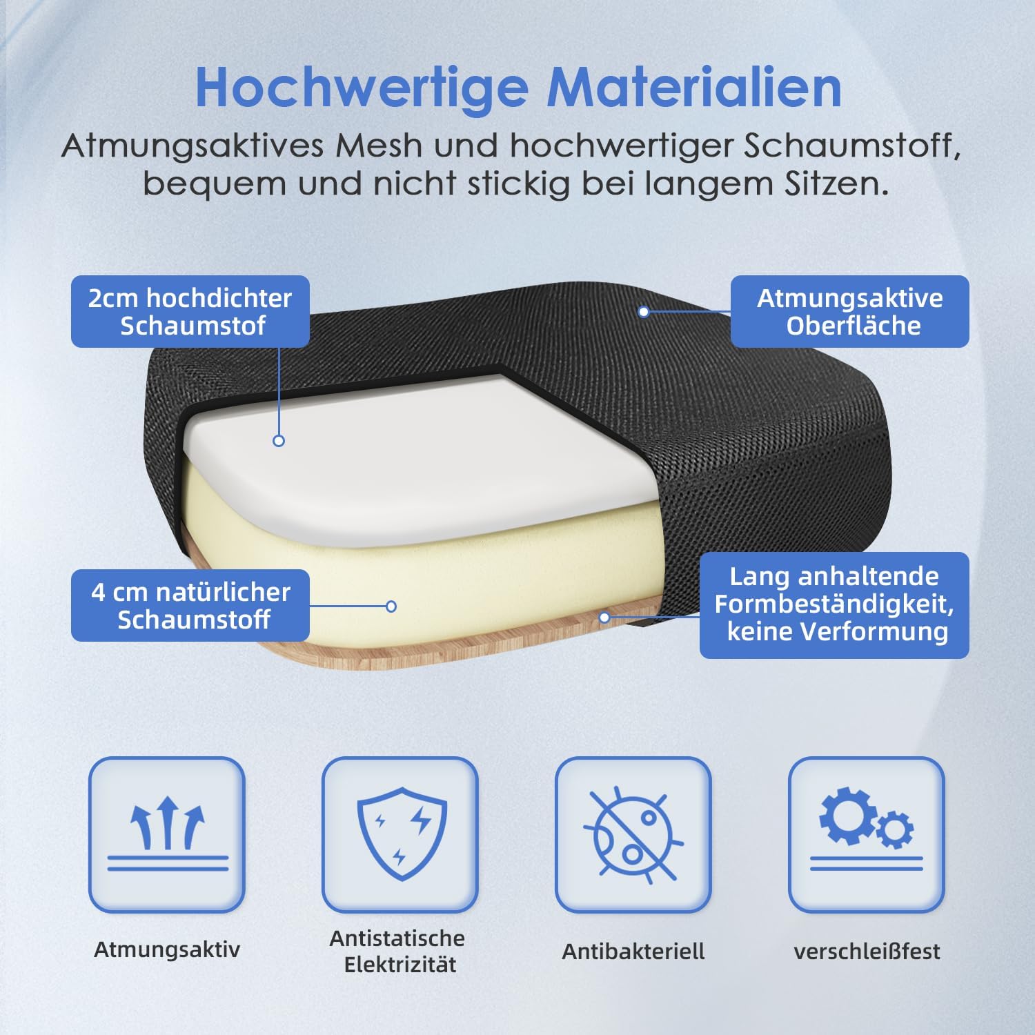 Hinonde Bürostuhl,Schreibtischstuhl mit Hochklappbare Armlehnen und Wippfunktion,Drehstuhl,Höhenverstellbarer Bürostuhl ergonomisch Home Office Stuhl mit Atmungsaktivem Netz,Bis zu 150kg