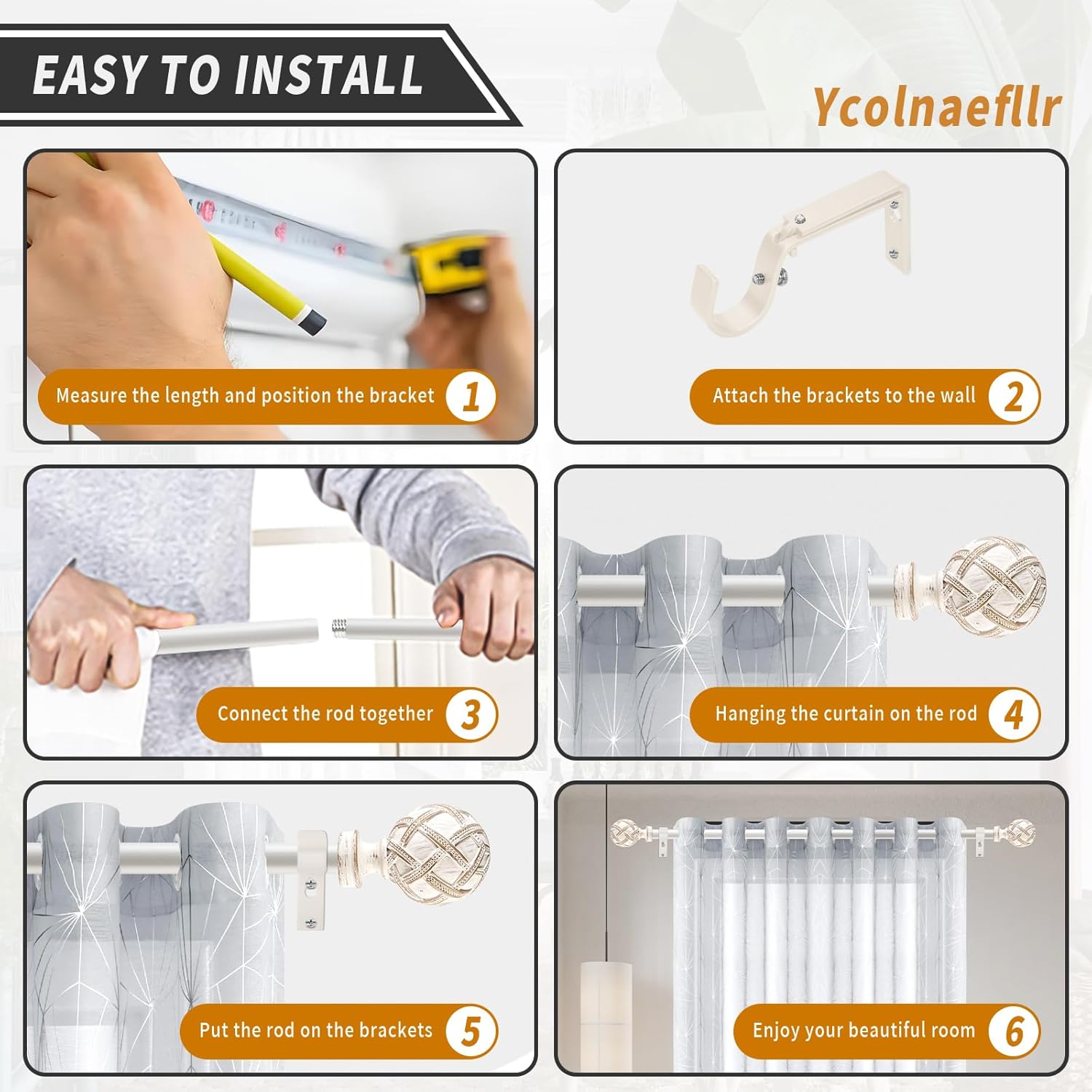 Single Curtain Rod for Windows 48 to 84 Inches(4-7ft): 1 inch Diameter Adjustable Curtain Rod, Heavy Duty Curtain Rod with Netted Texture Finials, Size:36-88(weathered white)