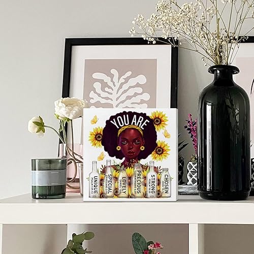 Miniatura 10 de Decoración de caja de madera negra para mujer y niña, negro mezclado con poder, inspirador afroamericano para mujeres, decoración motivacional para