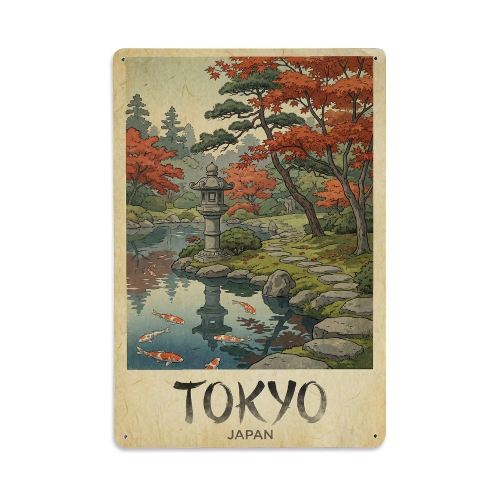Gead 8X12inch Style Vintage Travel Tokyo Japan Garden Metal Tin Sign