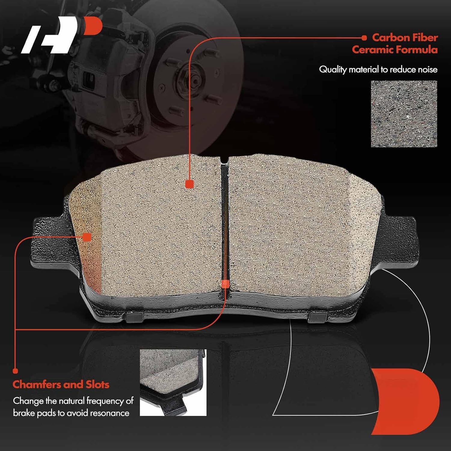 A-Premium Front Ceramic Brake Pads Set Compatible with Scion and Toyota Models - iQ 2012-2015, xA/xB 2004-2006, Celica 2000, Echo 2001-2005, MR2 Spyder, Prius, with Hardware, 4-Pack