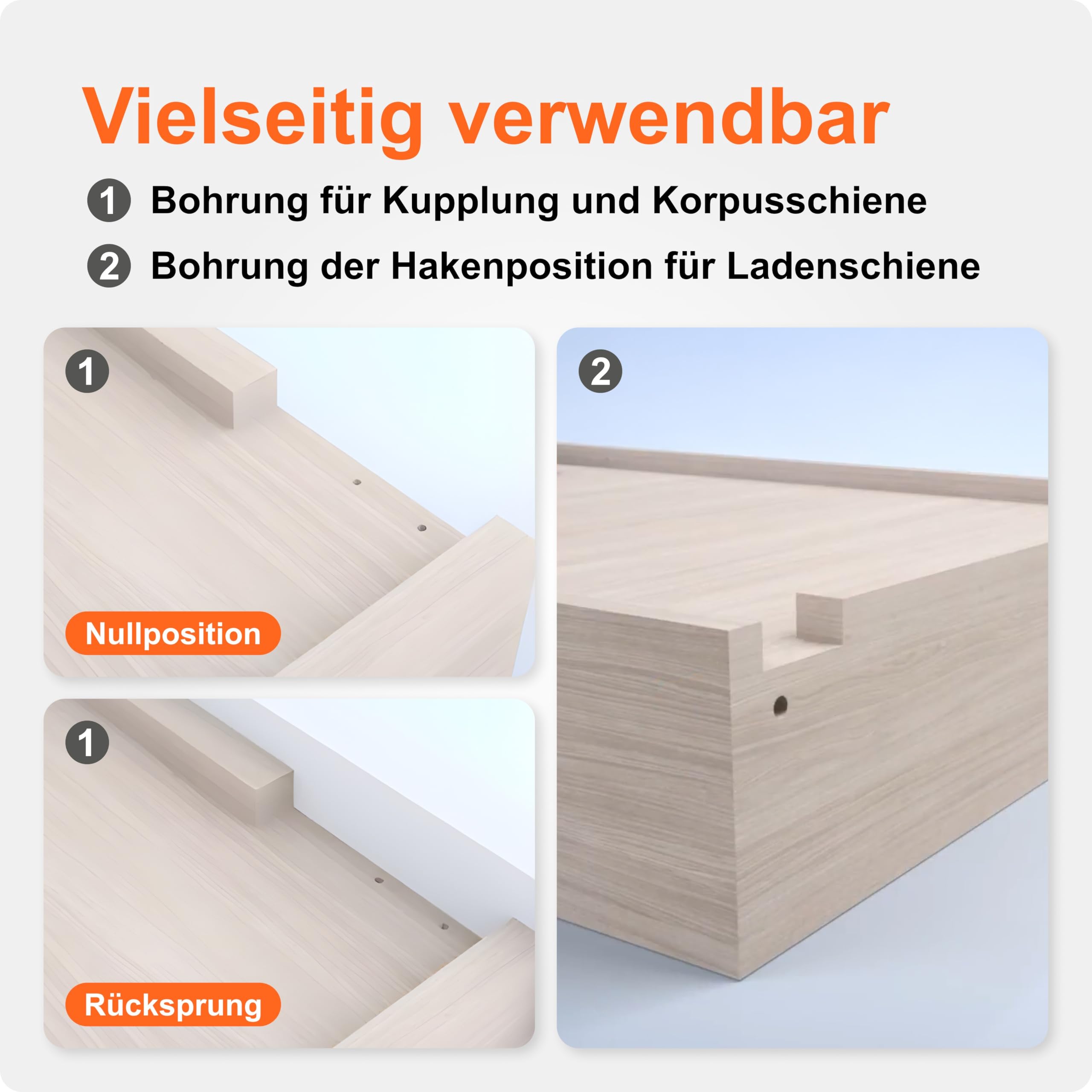 blum Bohrlehre für TANDEM/MOVENTO I Präzise Bohrschablone für Schubladenschienen | zum Bohren von Hakenposition & Bohrlöcher für Kupplung I Bohrhilfe für montierte Holzschubkästen I Made in Austria