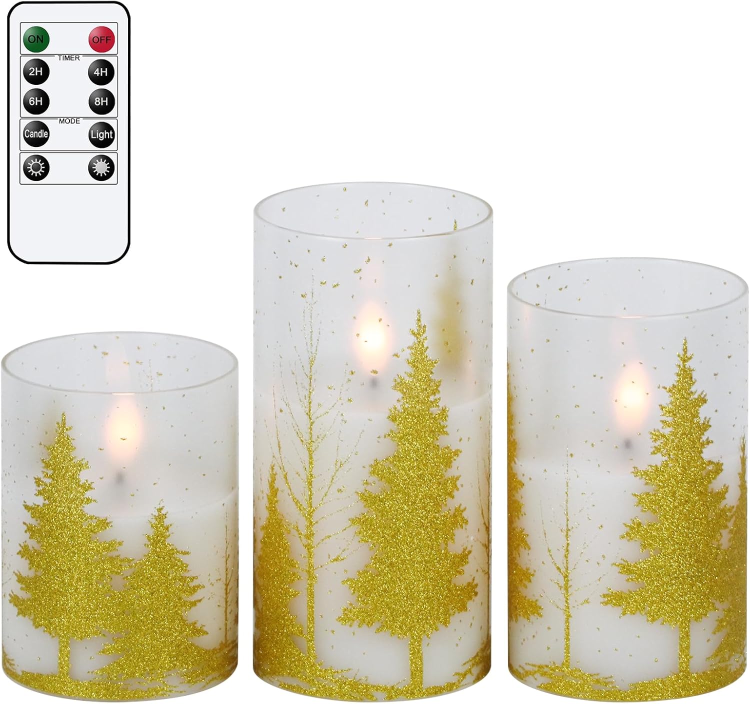 Eldnacele Hydrangea Glass Flameless Candles with Remote and Timer, Realistic 3D Wick Flickering Real Wax LED Window Candle Battery Operated Dinner Wedding Spring Decorations(3 x 4,5,6 Inch)