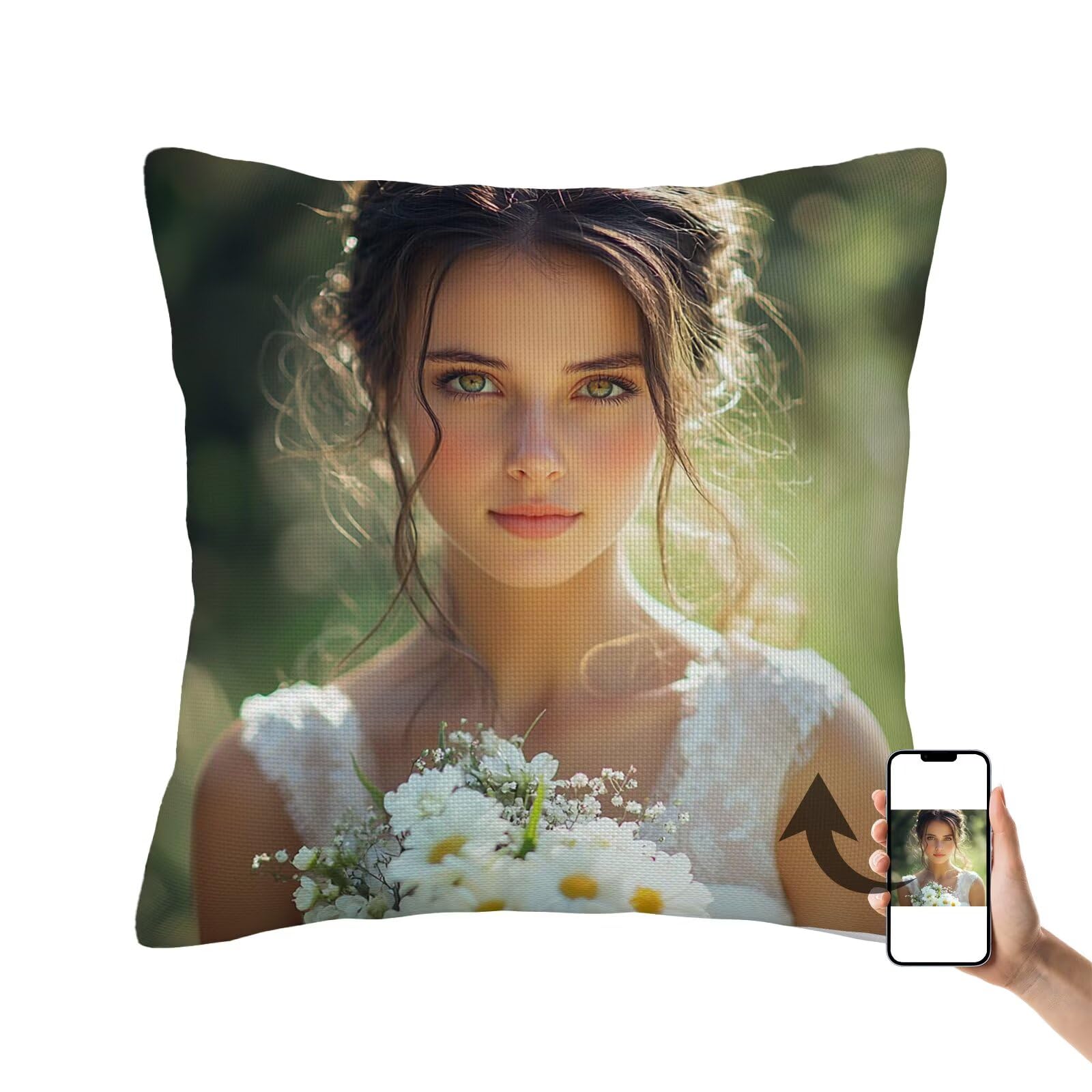 Housse de coussin personnalisé photo 180x60 taie oreiller imprimé double face