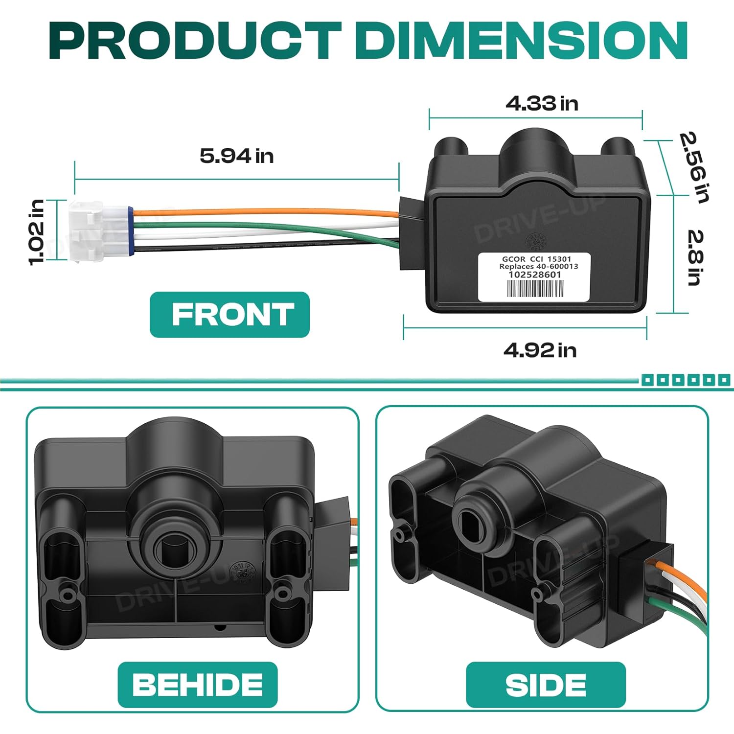 DRIVE UP Golf Cart GCOR Accelerator Input Sensor for Club Car Precedent 2004-2009 Gas Models OEM 103327701 102528601