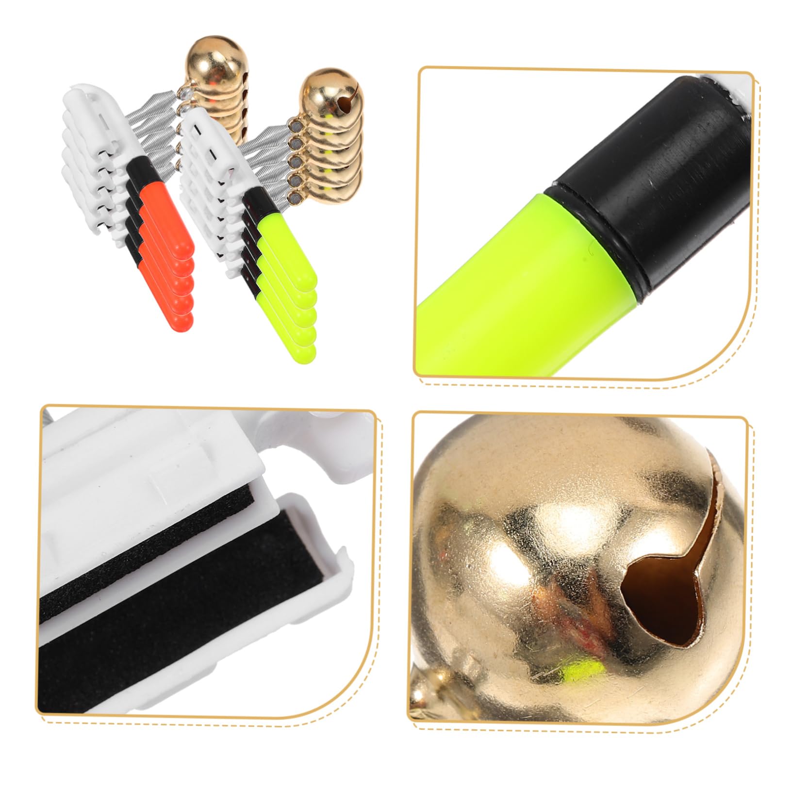 10 Luces de Alerta para Pesca, Indicador Luminoso Diseño de Clip para Caña de Pescar, Compacto, Abs y Cobre, 10 Piezas