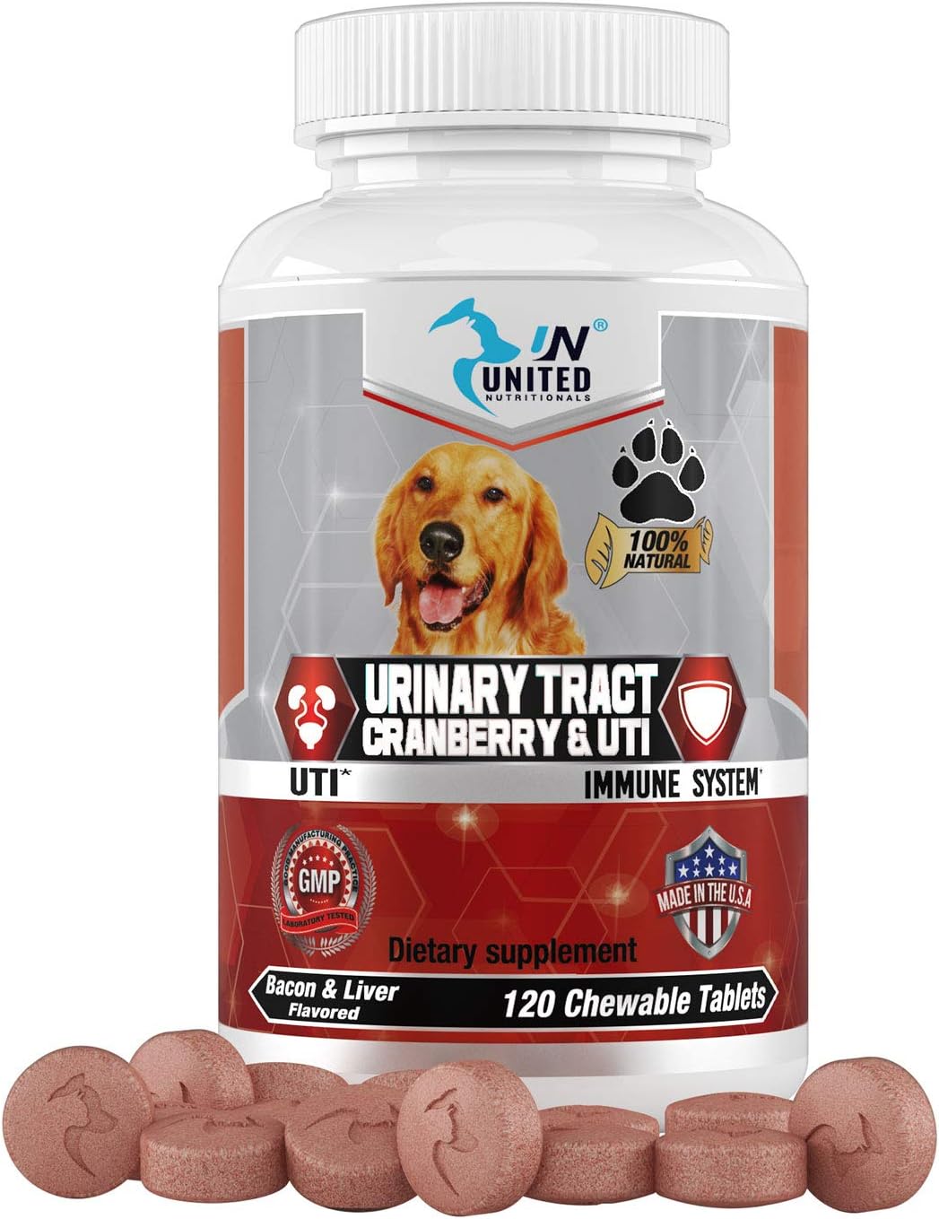 United Nutritionals Cranberry for Dogs, Urinary Tract and UTI Support, Antioxidants, Bladder Infections and Stones - 60/120 Chew-able…