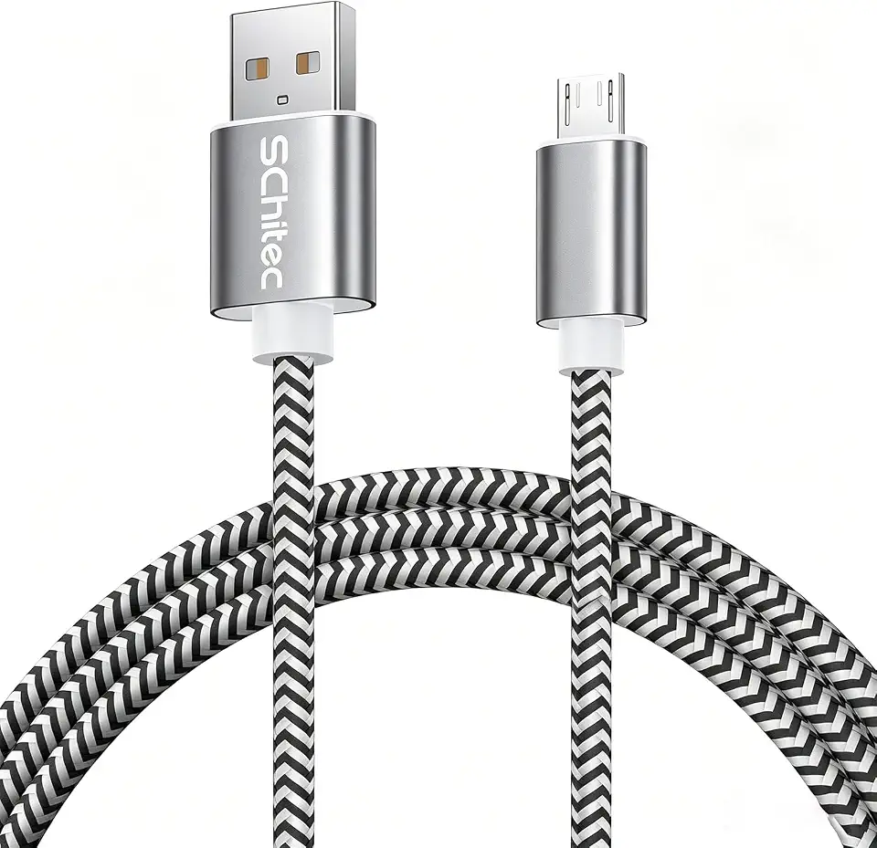 SCHITEC USB Micro Cable, 1 Pack 3M Long USB A to B Nylon Double Braided Android Charger Cord for Samsung Galaxy S9+/S9/S8,Note 8,Huawei P10/P9,Oneplus 2/3,Lumia,Nexus 5X/6P,Xiaomi( Micro, 1-Pack 3M)