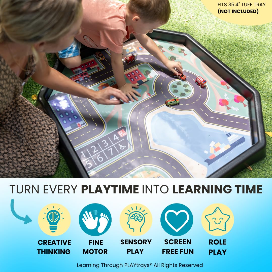 Large Sensory Play Mat – Double Sided Town & Park Tuff Tray Insert (Fits 35.4" Tuff Tray, Tray Not Included)