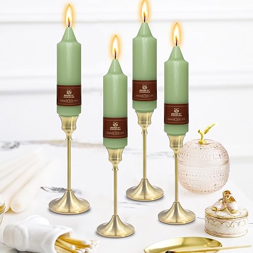 Miniatura 5 de Velas cónicas sin perfume de 5 pulgadas, color verde claro, 4 velas pequeñas sin humo para cena, hogar, boda, fiesta, decoración del hogar