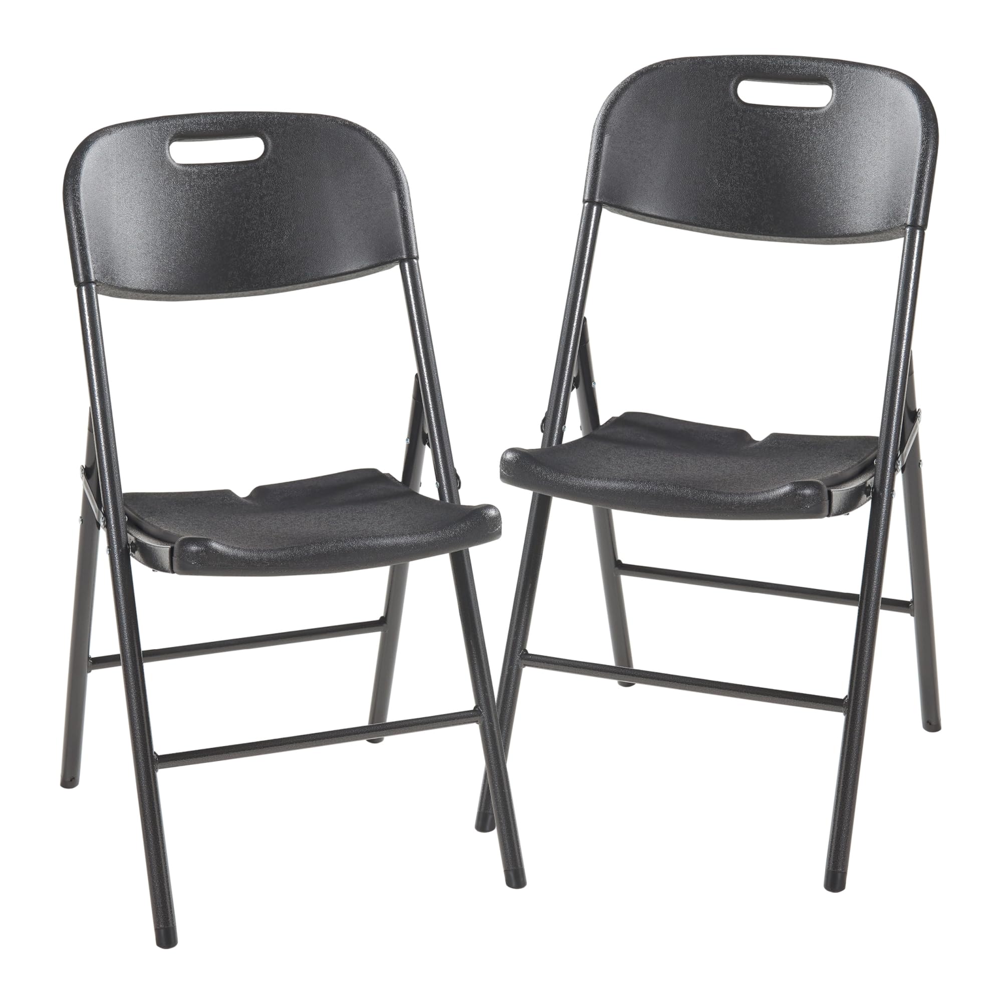 Lot De 2 Chaises Pliantes Extérieur En.casa - Robustes Métal Et Plastique, 81x45x58 Cm, Effet Rotin Noir
