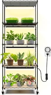 Barrina 5-Tier Plant Stand with Grow Lights for Indoor Plants, Metal Plant Shelf Display Rack with 4Pcs 1.6FT 20W Full Spe Price In India