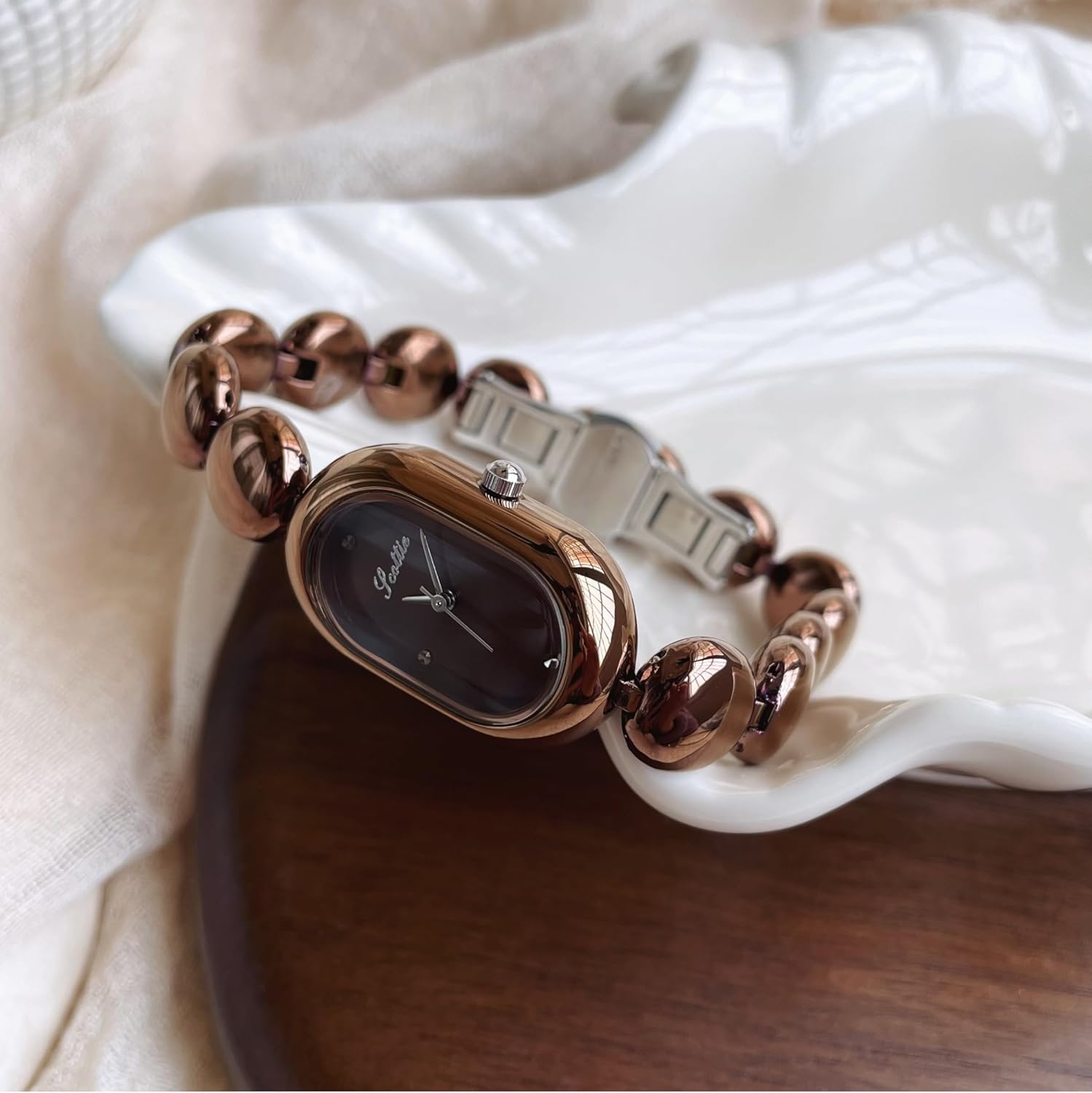 Gosasa Vintage Dainty Women’s Quartz Bracelet Watch – Luxury Minimalist Oval Gold Dial Slim Elegant Dress Ladies Diamond Wristwatch Waterproof - Image 5