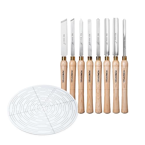 POWERTEC 8 Pcs Wood Lathe Chisel Set with 10" Center
