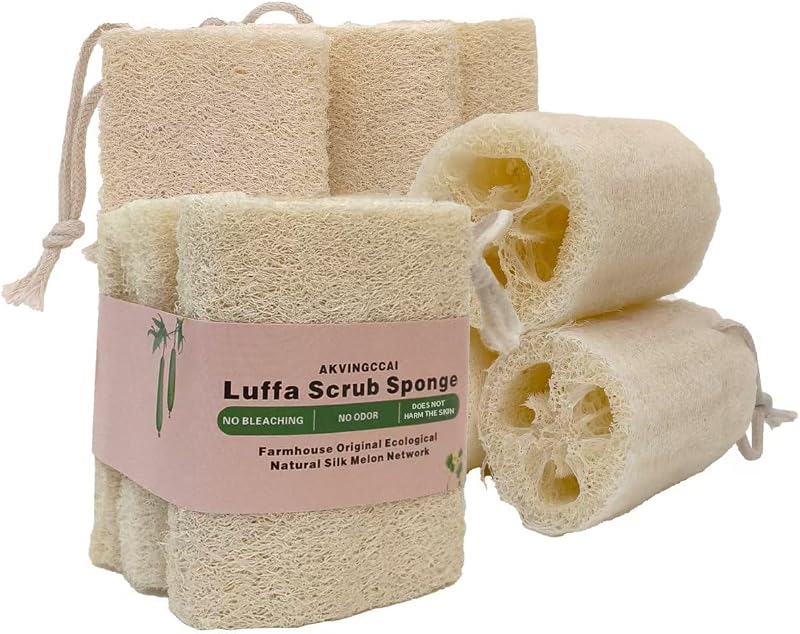 Bucha de banho de fibra vegetal AKVINGCCAI, conjunto com 3