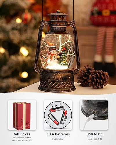 Miniatura 4 de Globos de nieve para decoración navideña globos de nieve musicales de Navidad con temporizador de 6 horas, muñeco de nieve, cardenal, árbol de