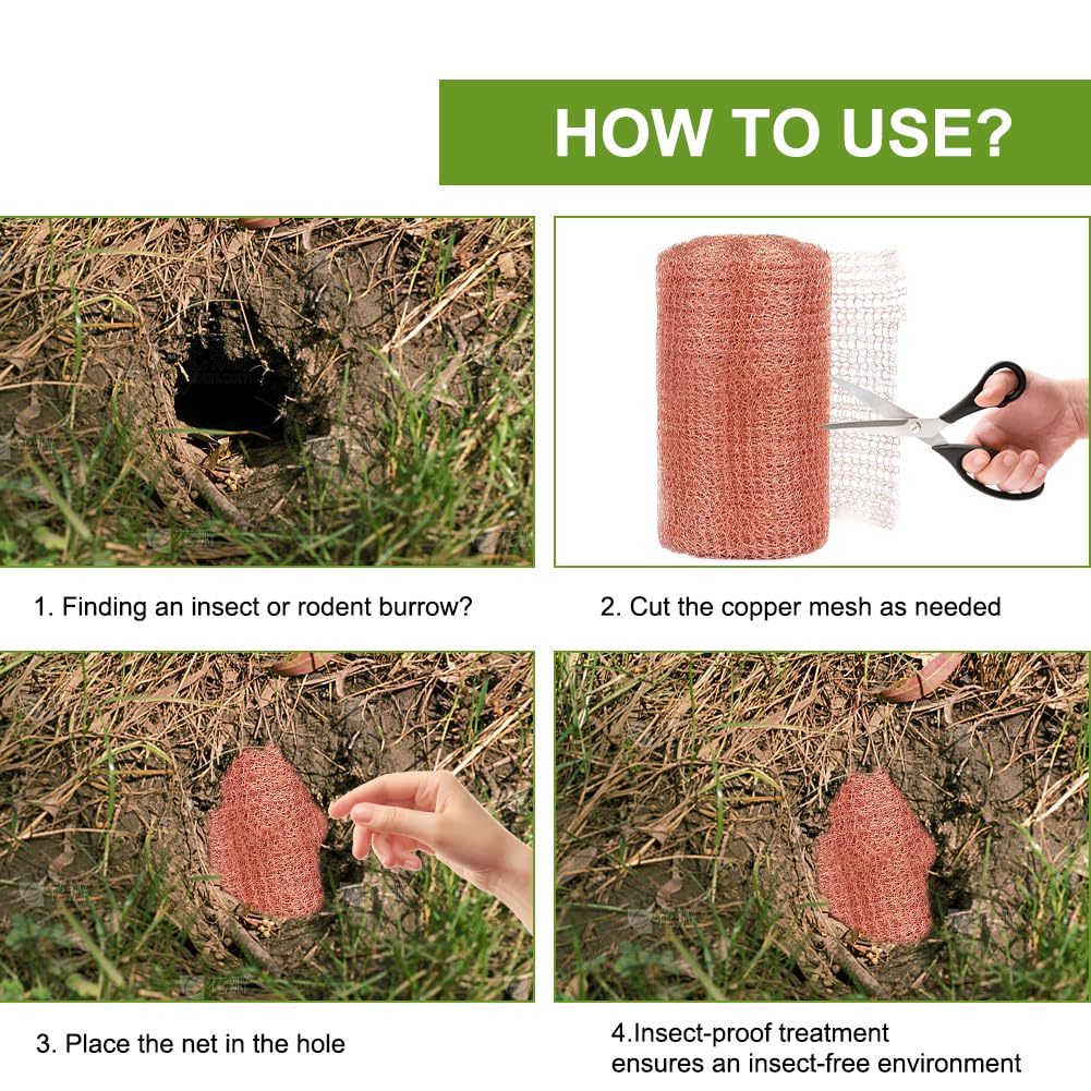 VEGCOO Rotolo Rete Di Rame 9 M X 12,7 Cm | Protezione Anti Lumache E Roditori Per Giardino, Tagliabile Con Forbici (Incluse)