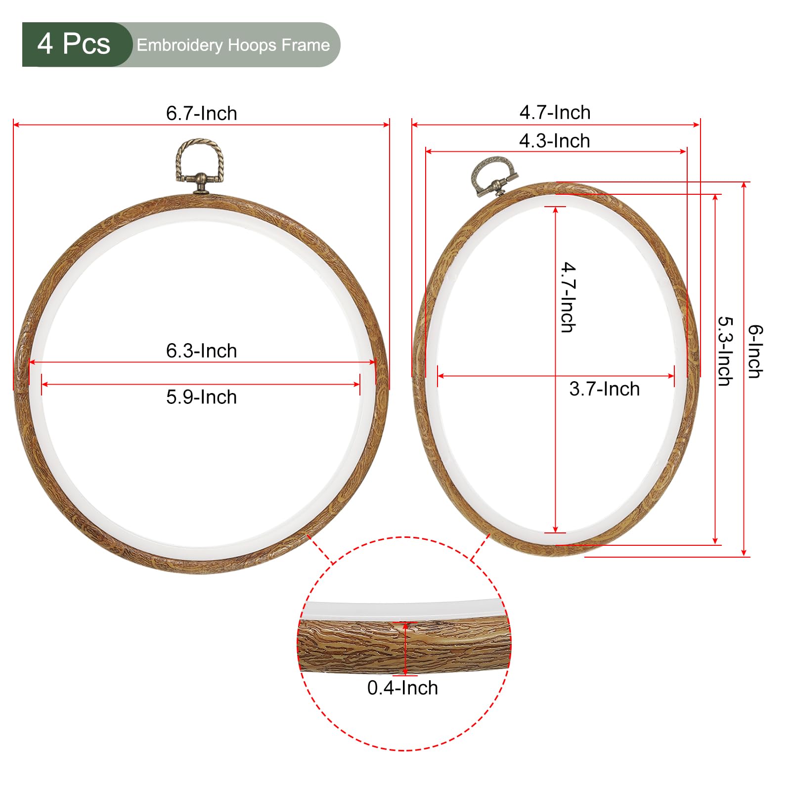 YOKIVE 4 Pcs Round Embroidery Hoops Set - Image 2