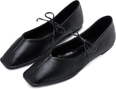 Amazon.com | VorisVina Lace Up Square Toe Ballet Flats for Women