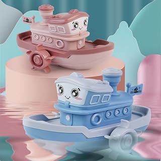 2 Pack Ship Boat Bath Toys, Bathtub Toys for Baby Toddler, Wind Up Bathing Water Toy Bath Ship Toy, Boat Tub Bathtub Pool Cute Swimming Toys for Boys Girls