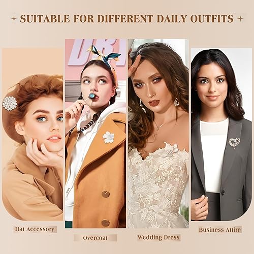 Miniatura 4 de Yadiana Brooches and Pins for Women, 4 Pcs Simulated Pearl Rhinestone Crystal Brooch Pins Stylish Women's Flower Brooches Pins Bulk, Elegant