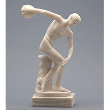 Discobolus Discus Thrower Nude Male Athlete Greek Roman Statue Sculpture 8.27" White