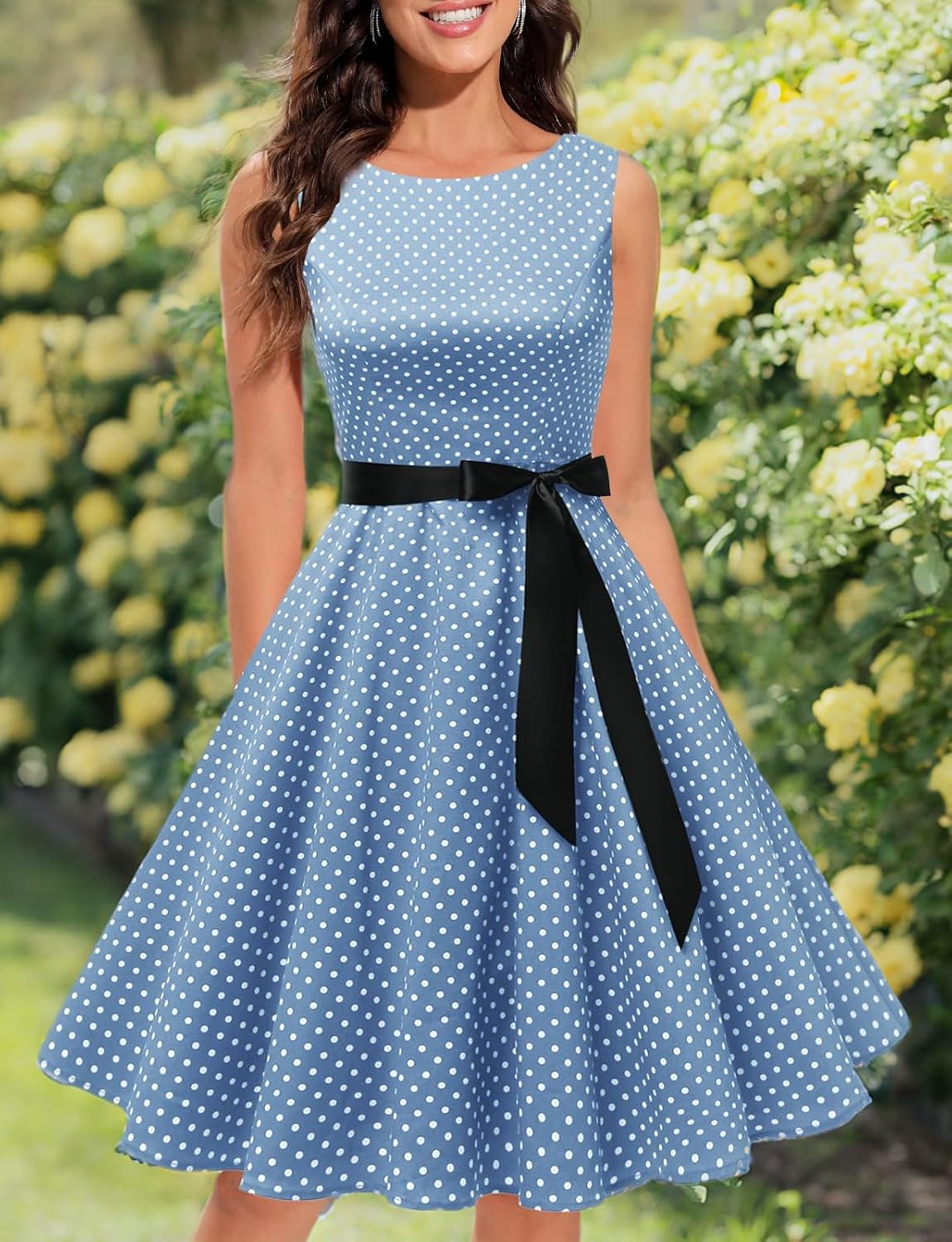 Gardenwed Women's Vintage Dress Sleeveless Cocktail 1950s Dresses Retro Tea Party Swing - Image 5