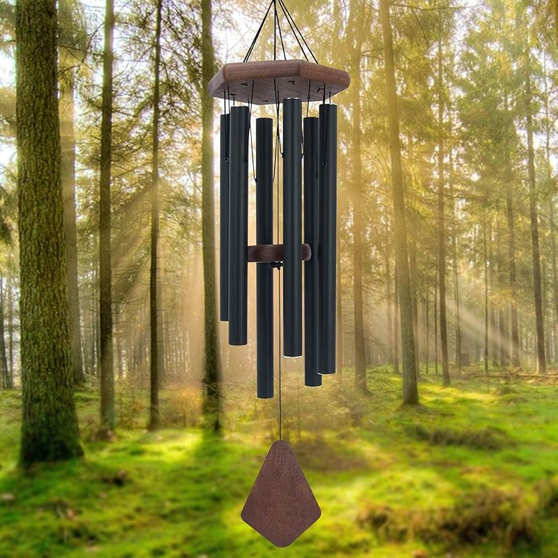 Wind Chimes for Outside, 30" Black Aluminium Wind Chime with Wind Catcher, | Outdoor Garden Patio Decoration Windchimes, Classic Zen Gift for Men and Women