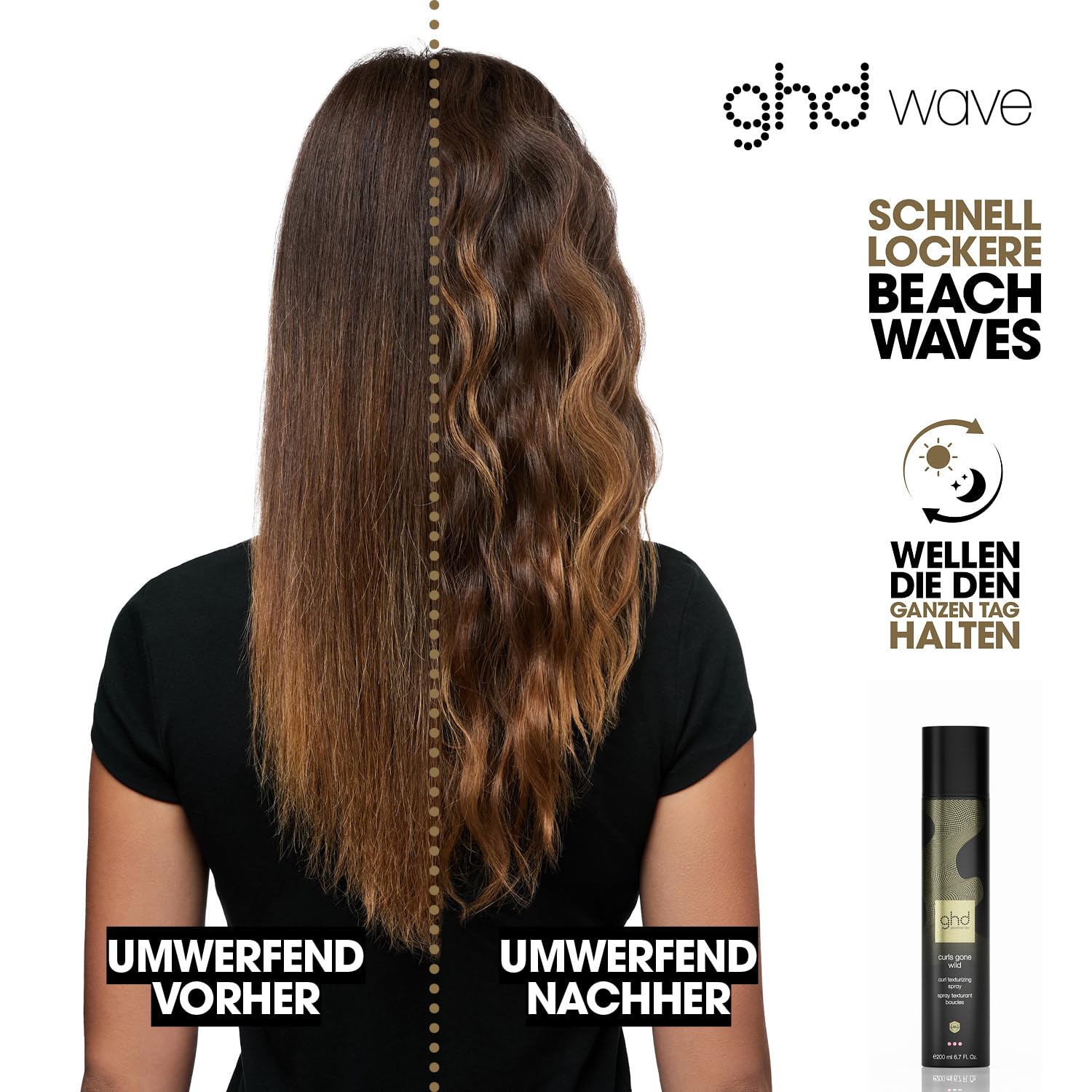 ghd curls gone wild - curl texturizing spray: Texturspray für mehr Volumen, 2-in-1 Spray zum Vorbereiten & Finish, aufbaubare Textur, langanhaltende Ergebnisse, für alle Haartypen; 200 ml
