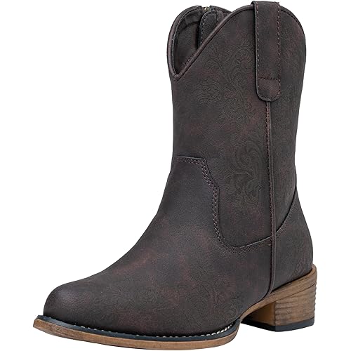 Jeossy Women's 9805 Cowboy Boots Western Ankle Square Toe Booties with Zipper