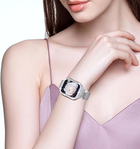 Miniatura 5 de QVLANG - Correa para Apple Watch de 1.496 in, 1.575 in, 1.654 in, 1.732 in (38, 40, 42 y 44 mm), serie 54321, Serie de correa ostentosa para mujer