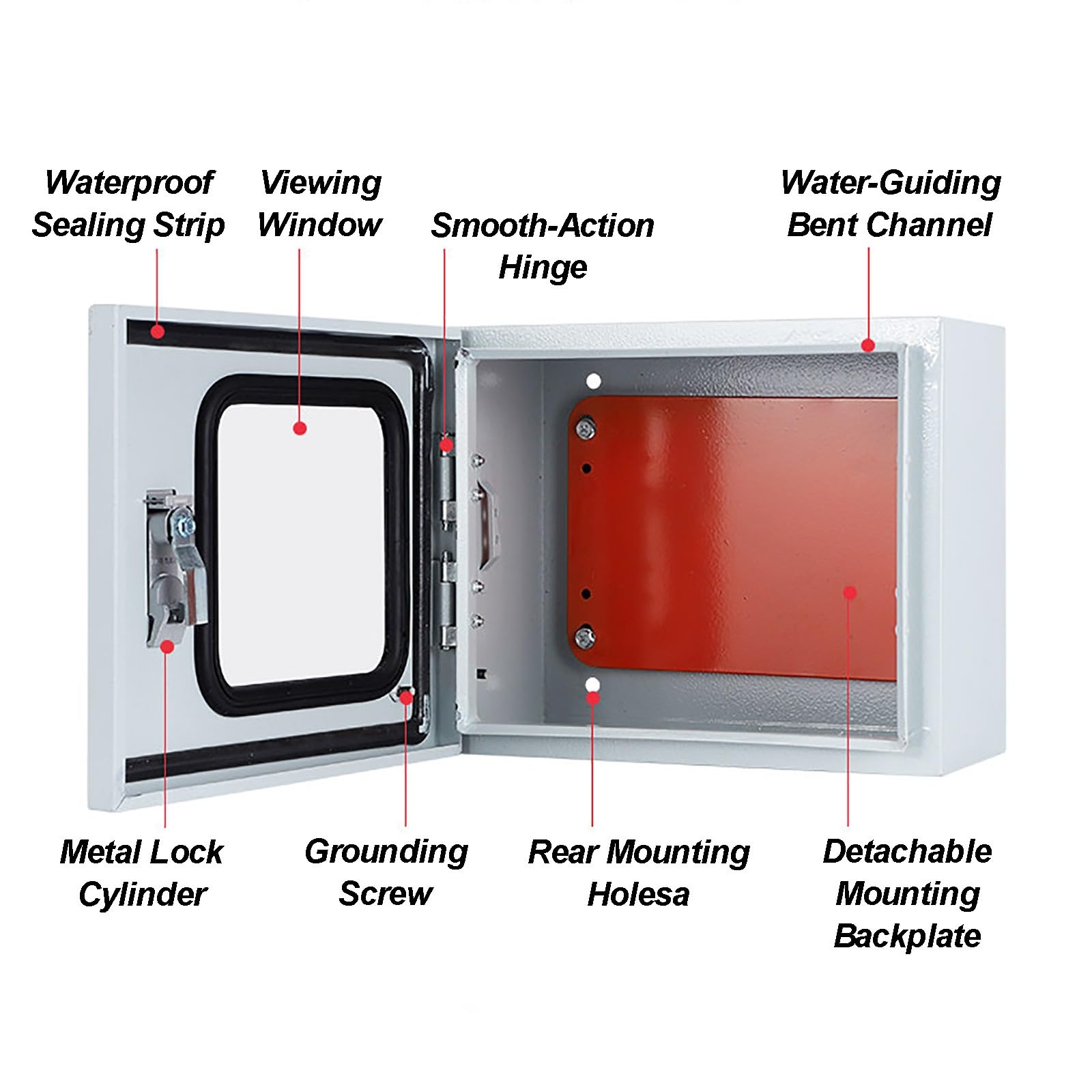 Electrical Enclosure Horizontal, Weatherproof Outdoor Electrical Junction Box Waterproof, Cold-Rolled Steel, Inspection Window Design(60x50x20 cm/24x20x8 in)