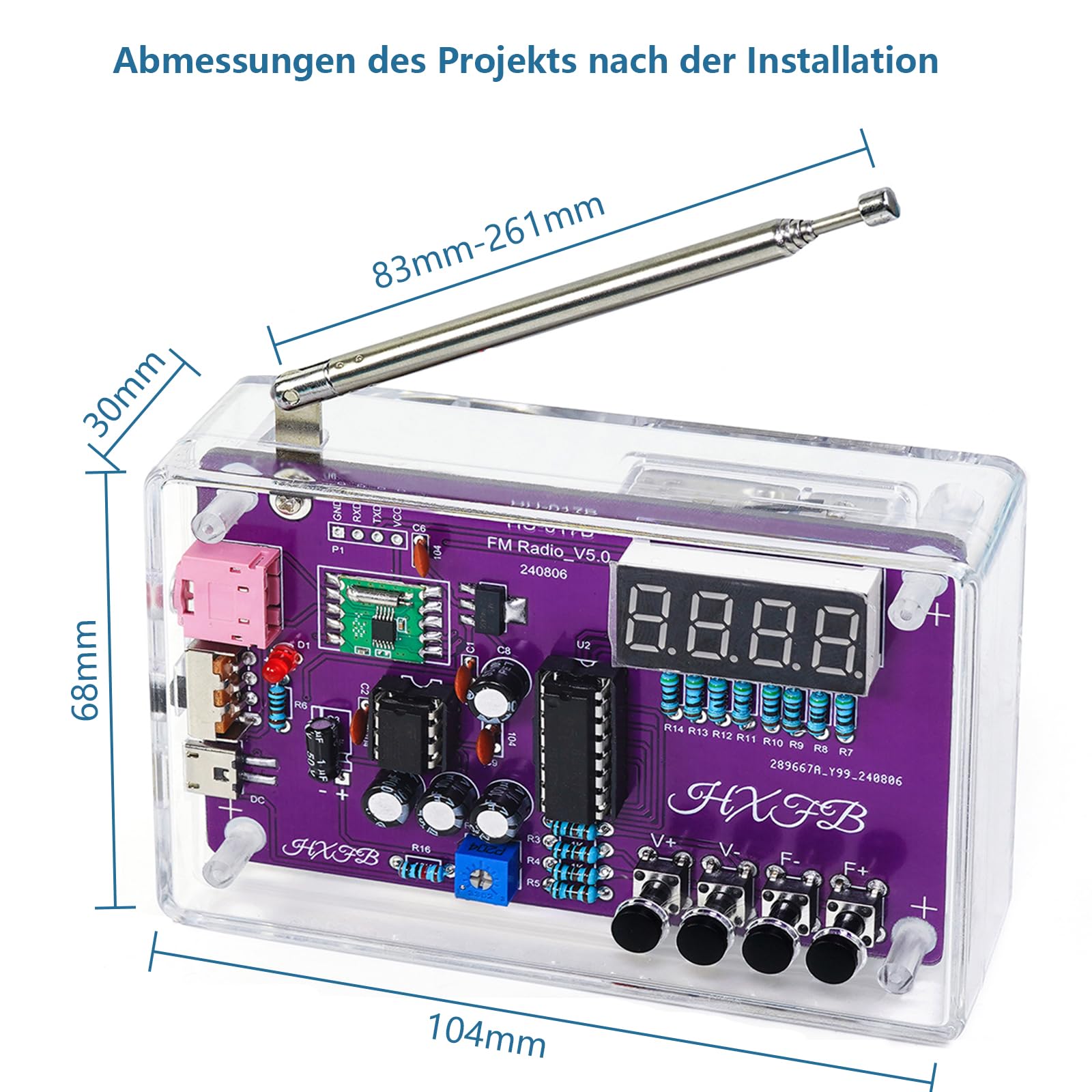 Eiele Kit de práctica de soldadura Radio FM 87-108 MHz con 2 modos de potencia y 2 modos de salida de audio, kit de proyecto electrónico para adultos, kit de bricolaje (requiere soldadura)
