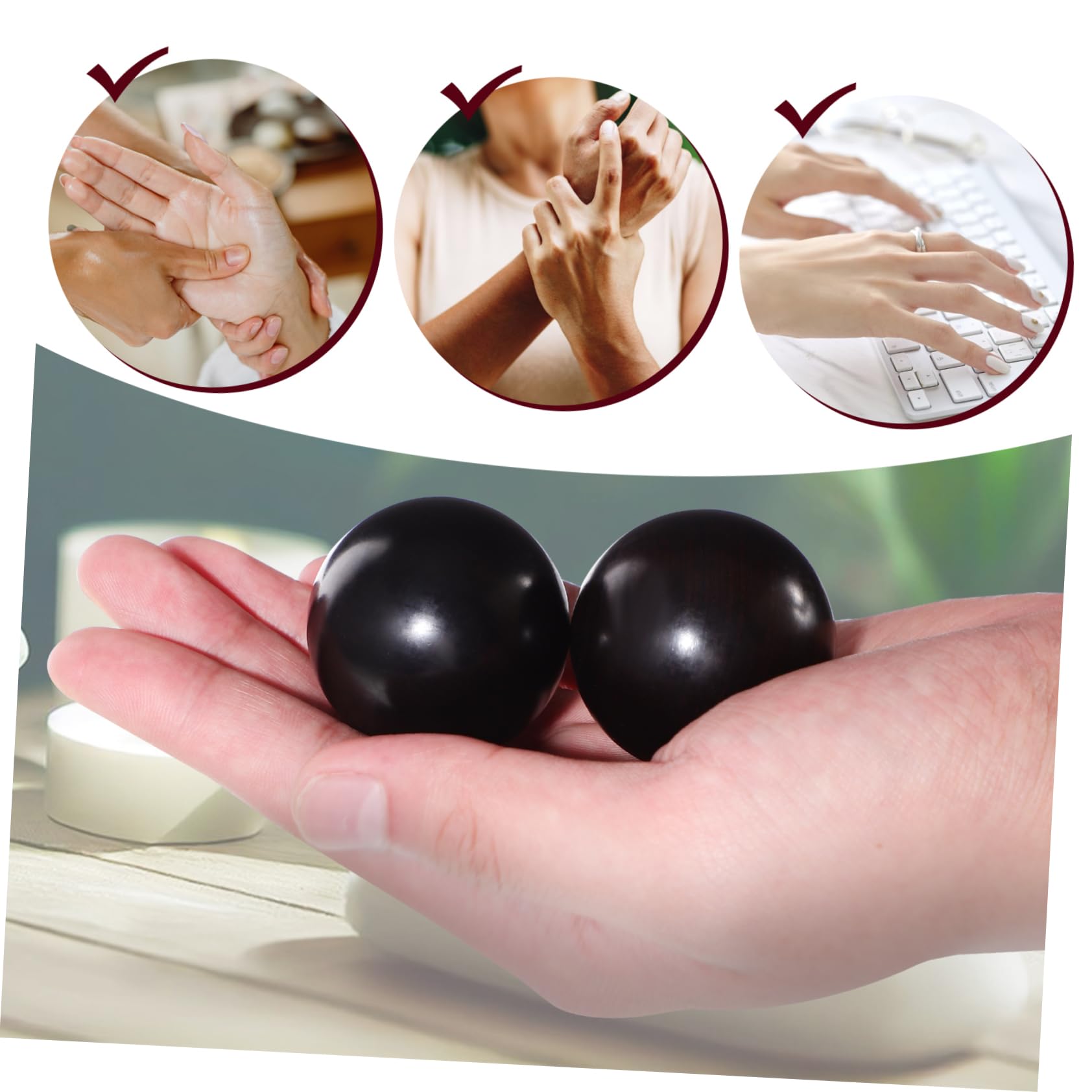 LALAFINA 4stücke Handmassageball Aus Hochwertigem Zitanholz Hand-übungsbälle Zur Muskelentspannung Durchblutung Für Erwachsene Verbesserung Der Flexibilität