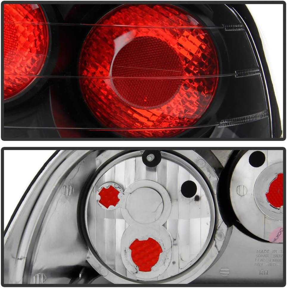 ACANII - For 1994-1995 Ford Mustang Black Housing Rear Tail Lights Brake Lamps Pair Set Left+Right Replacement Assembly