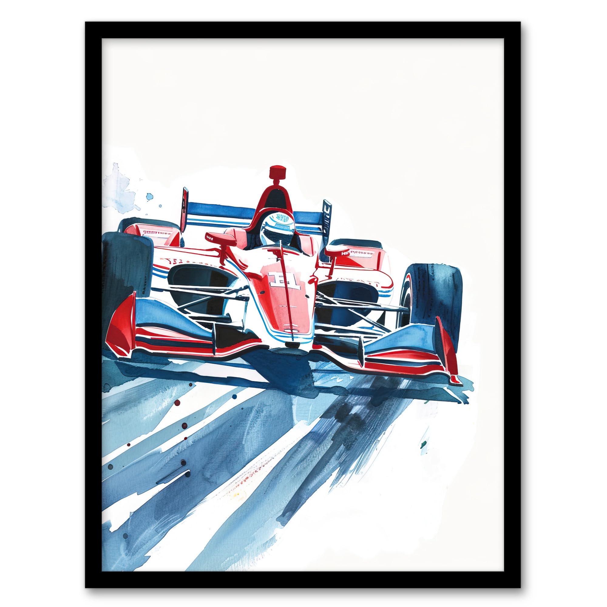 Artery8 Sport Red Race Car Motorsport Racing Man Cave Artwork Framed Wall Art Print 18X24 Inch