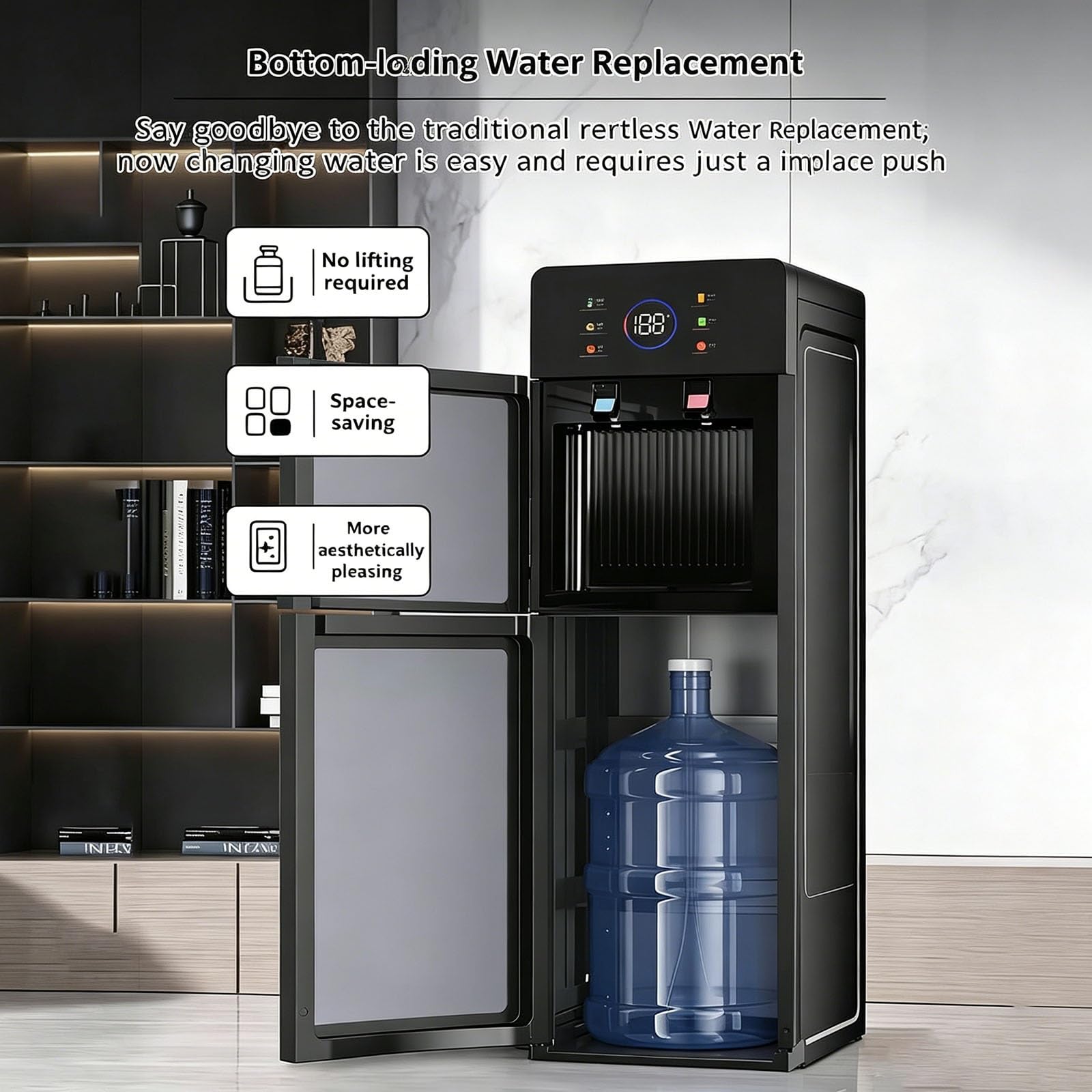 Fuente De Agua De Pie Negro,dispensador De Agua Fría Y Caliente
