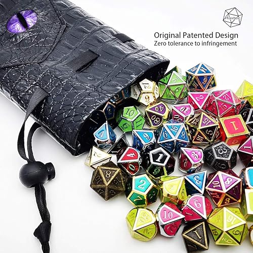 Miniatura 2 de Haxtec - Bolsa de almacenamiento para dados de piel sintética con cordón y diseño de ojo de dragón, para dados de D&D, monedas y accesorios, Mama