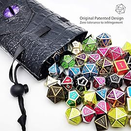 Haxtec Dice Bag Drawstring Leather DND Dice Pouch Dragon Eye Dice Bag Compatible with Dungeons and Dragons Dice D&D Gift Coins and Accessories (Mama Dragon-Periwinkle) Patent Number D893867