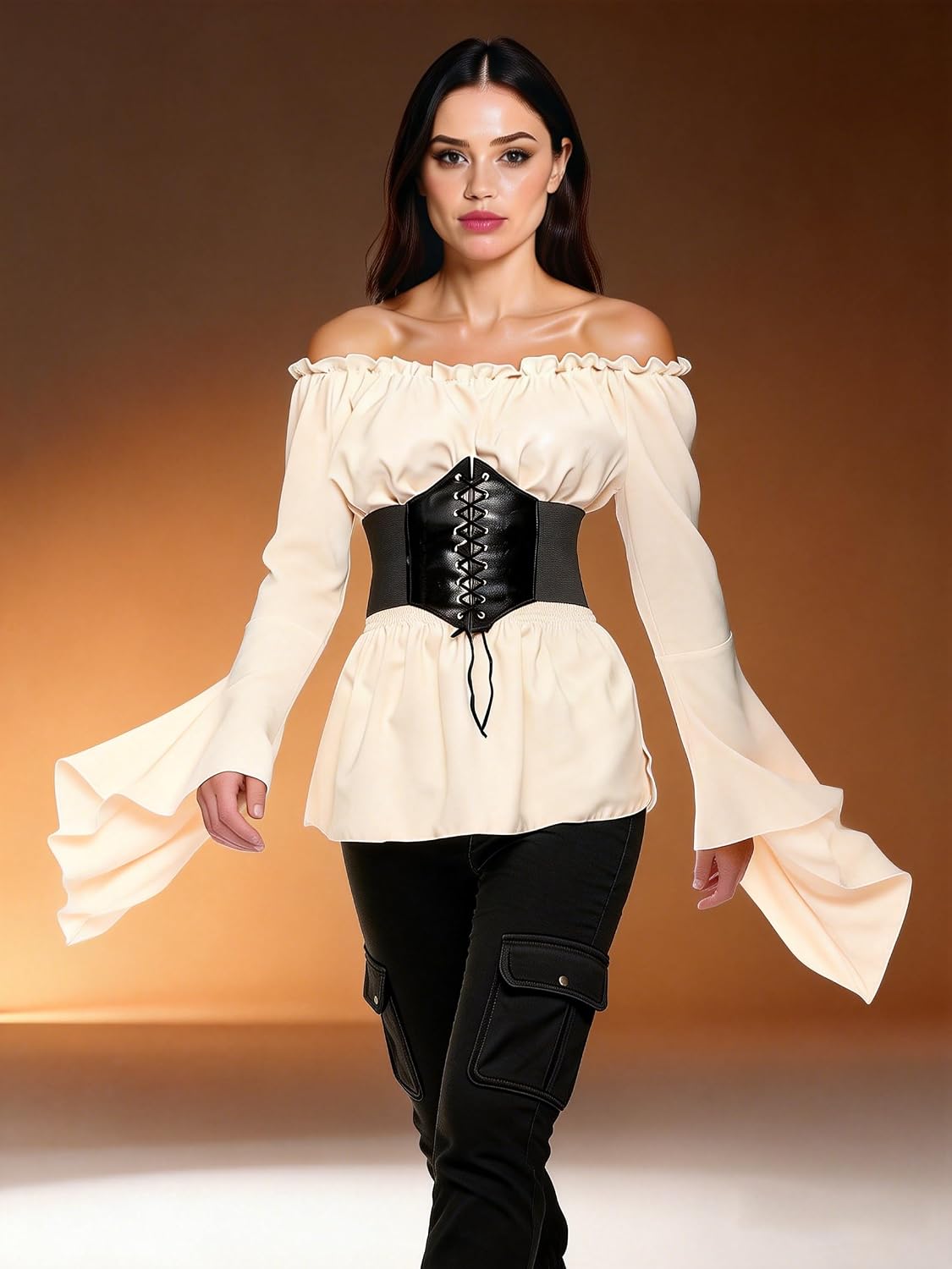 GOLDSTITCH Women's Renaissance Blouse Off Shoulder Shirt Victorian Pirate Peasant Costume for Halloween