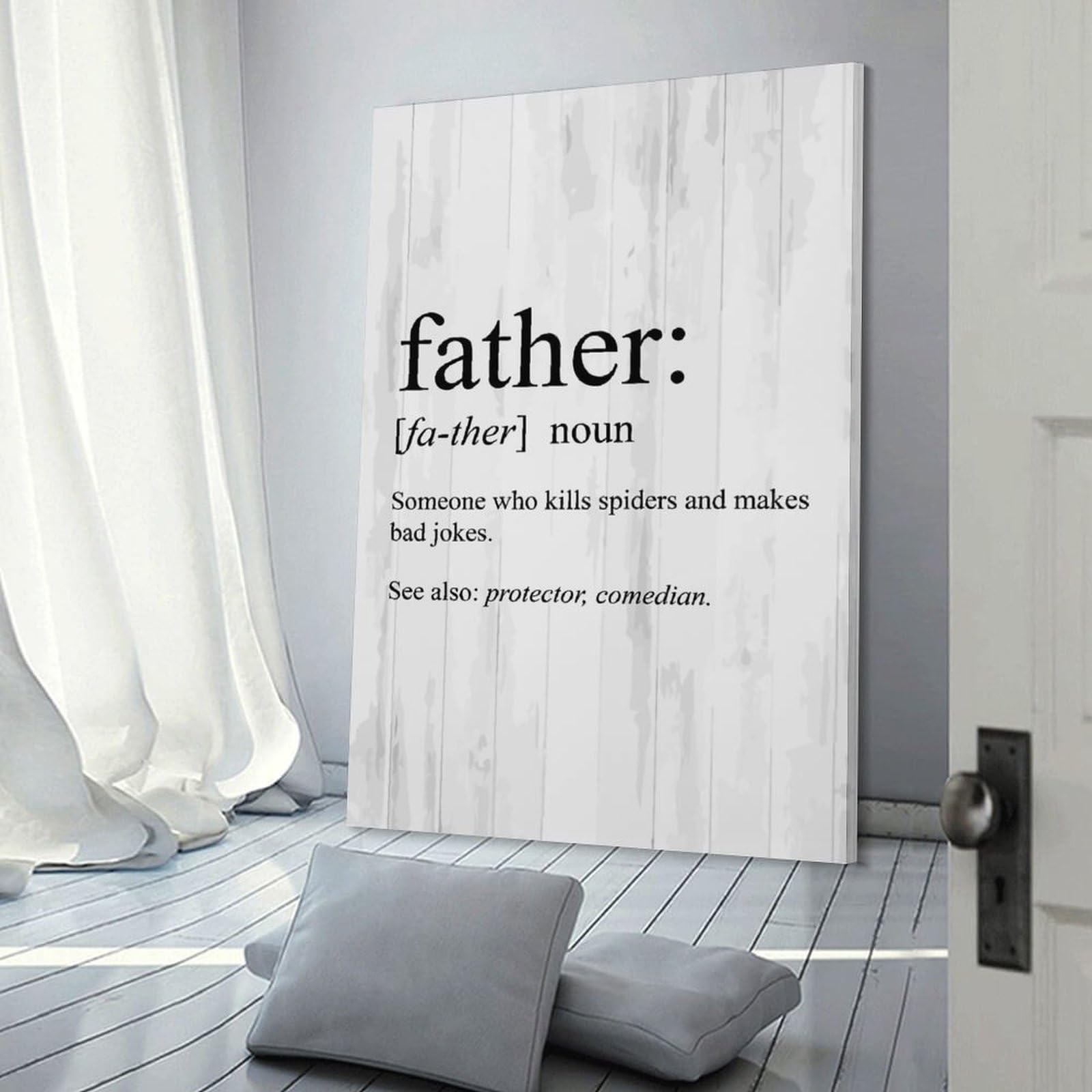 Junmoney Father Definition Wall Art Print, 12x18inch(30x45cm), for Entryway, Lounge Links Or Small Walls, Decorative Wall Art for Narrow Spaces