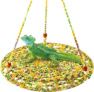 Reptile Hammock Swing Hanging Bed, Cute Lizard Swing Toy, Cotton Lizard Bed, Reptile Summer Bed for Bearded Dragon Leopard Gecko Lizard Birds Parrots Rats (E)