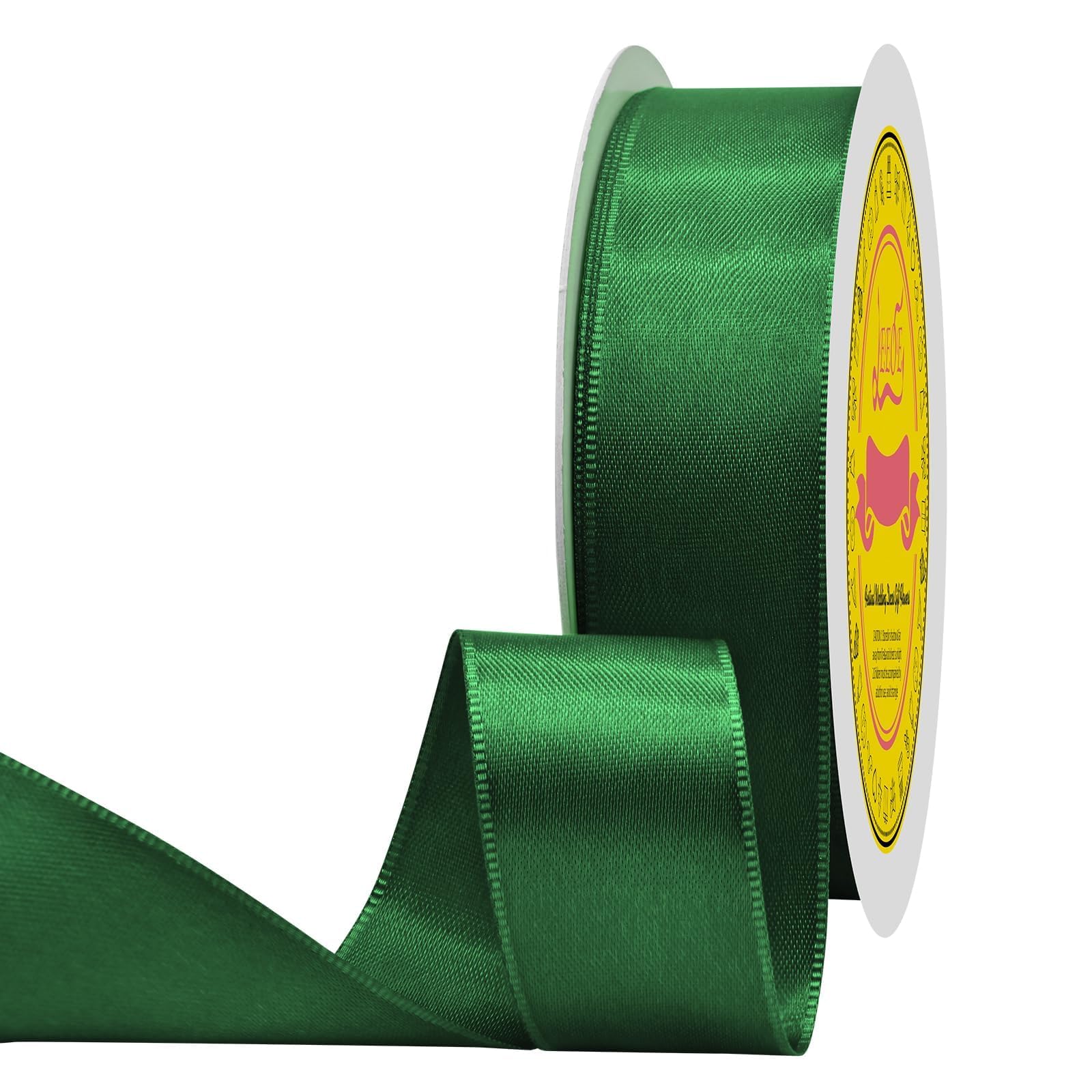 Double Face Forest Green Satin Ribbon 1 inch X 25 Yards Polyester Forest Green Ribbon for Gift Wrapping Very Suitable for Weddings Party Hair Bow Invitation Decorations and More
