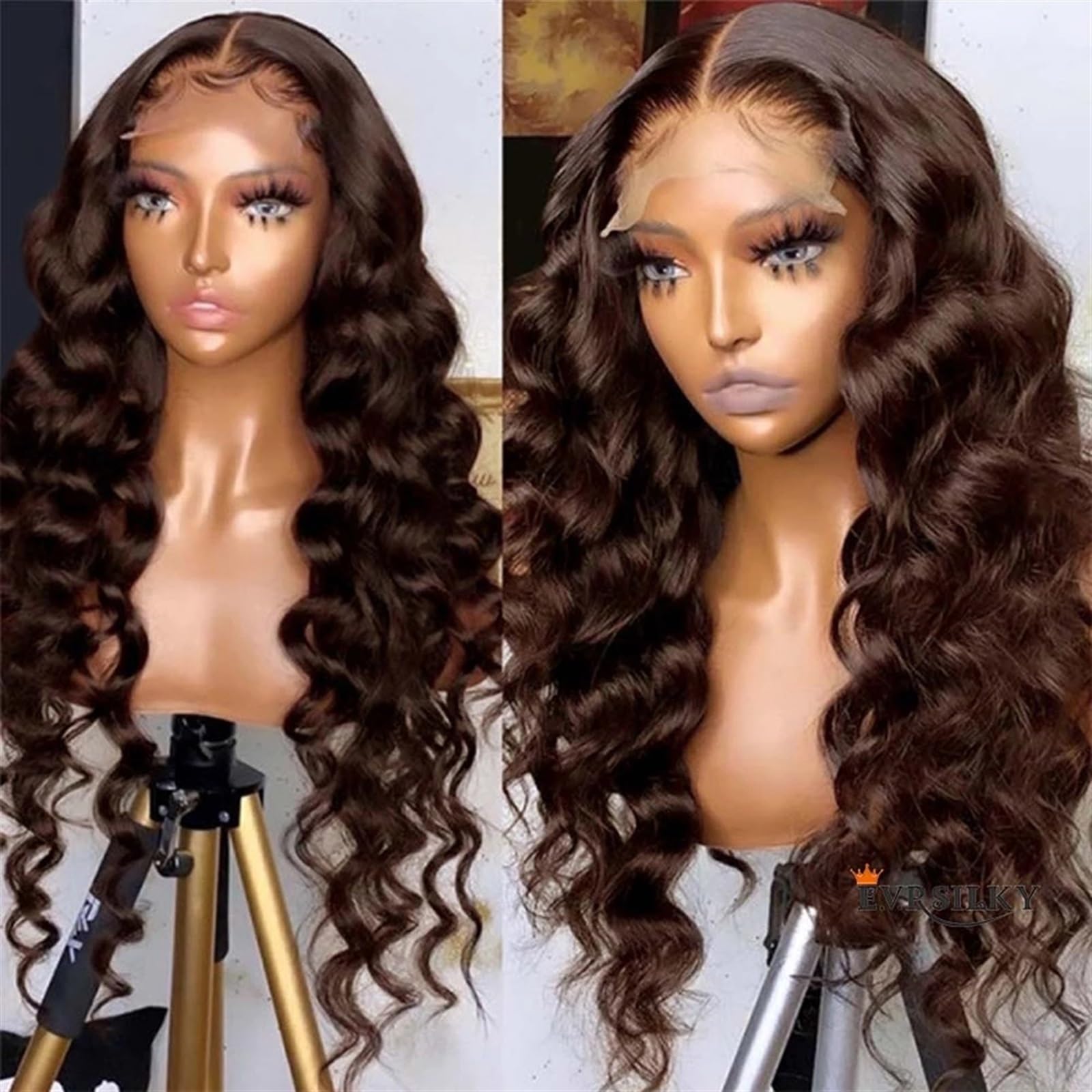 Haare Extensions Braune Körperwellen-Menschenhaar-Webart-Bündel mit Verschluss #4 Braune lose Tiefe Wellen-Bündel Remy-Haarwebart-Bündel mit Verschluss Haarteil für Frauen(5" x 5",10 12 14 and10)